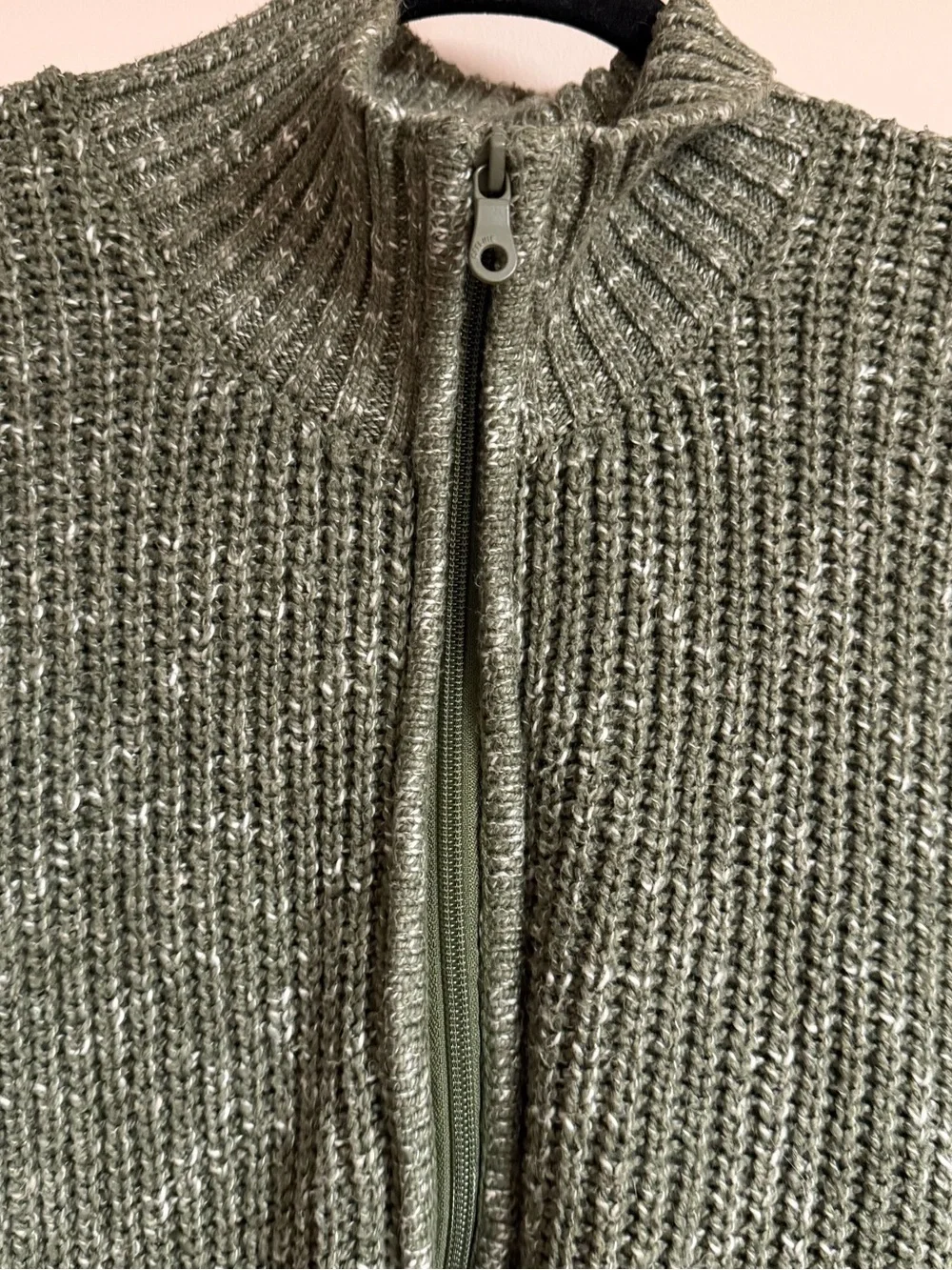 Aerie Oversized Olive Green Half-Zip Knit Sweater Large